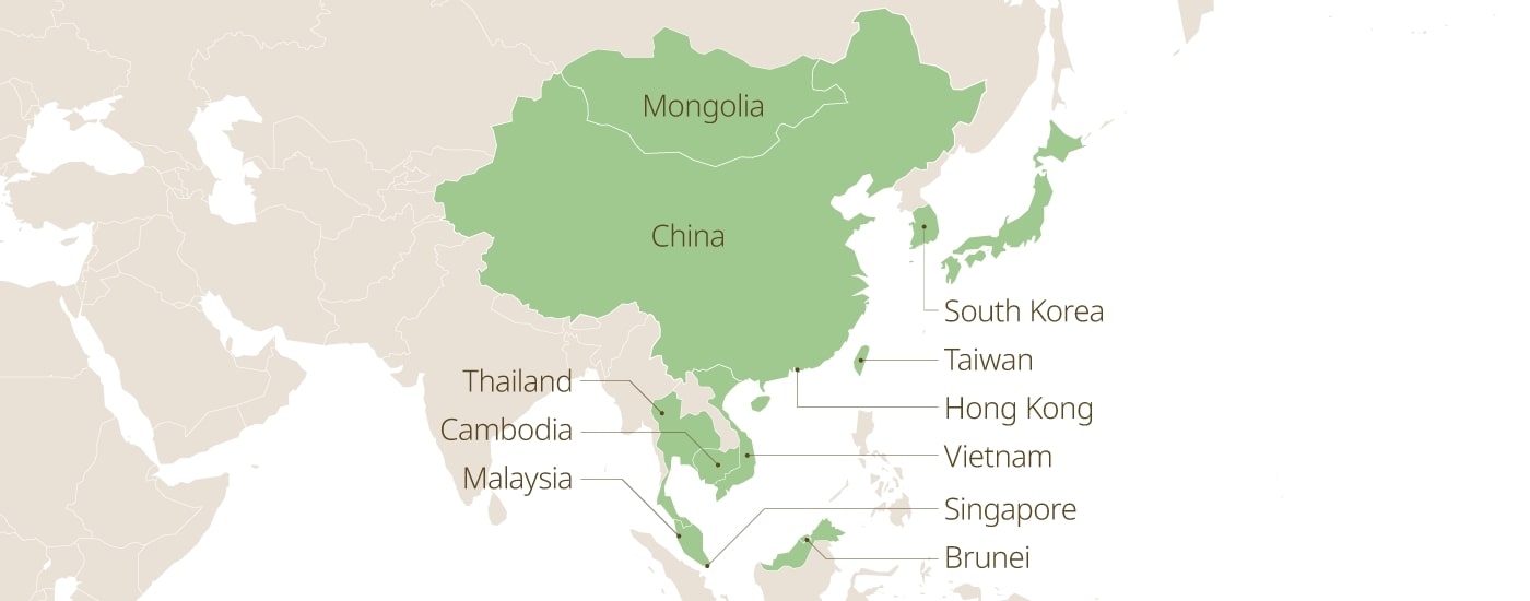 Going GLOBAL: China Thailand Taiwan Malaysia Singapore South Korea Cambodia Hong Kong Vietnam Brunei Mongolia